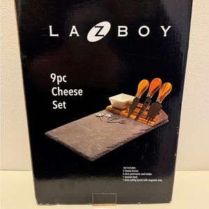 La-Z-Boy 9pc Cheese Set with Slate Board and Wood-Handled Knives